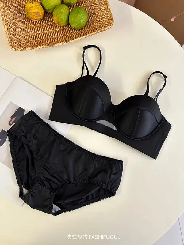 AA Cup Strapless Bra Set Fixed Half Cup Built-in Lift Lingerie Push Up Convertible Underwear Push Up Convertible Underwear