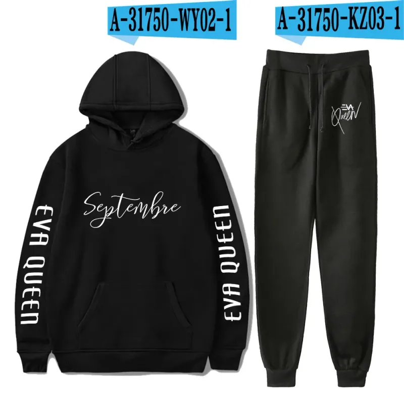 Hip Hop Comfortabel Eva Queen Print Sweatshirt Joggingbroek Pak Hoodies + Broek Pak Jongens/Meisjes 2 Delige Set Kleding