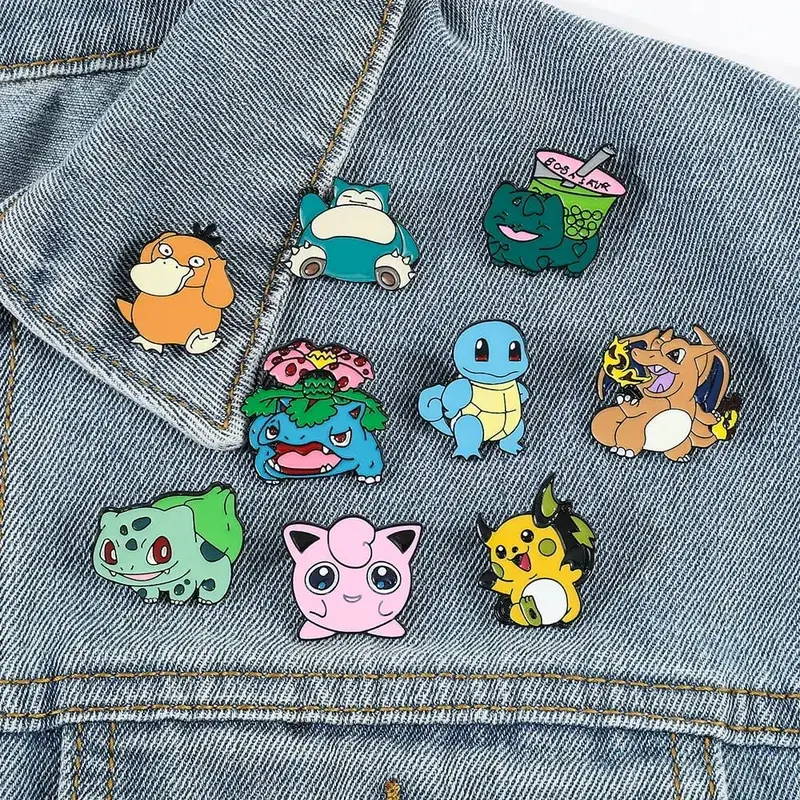 Wholesale Kawaii Pikachu Gengar Eevee Lapel Pins for Backpacks Enamel Pin Cute Brooches Badges Jewelry Fans Gifts