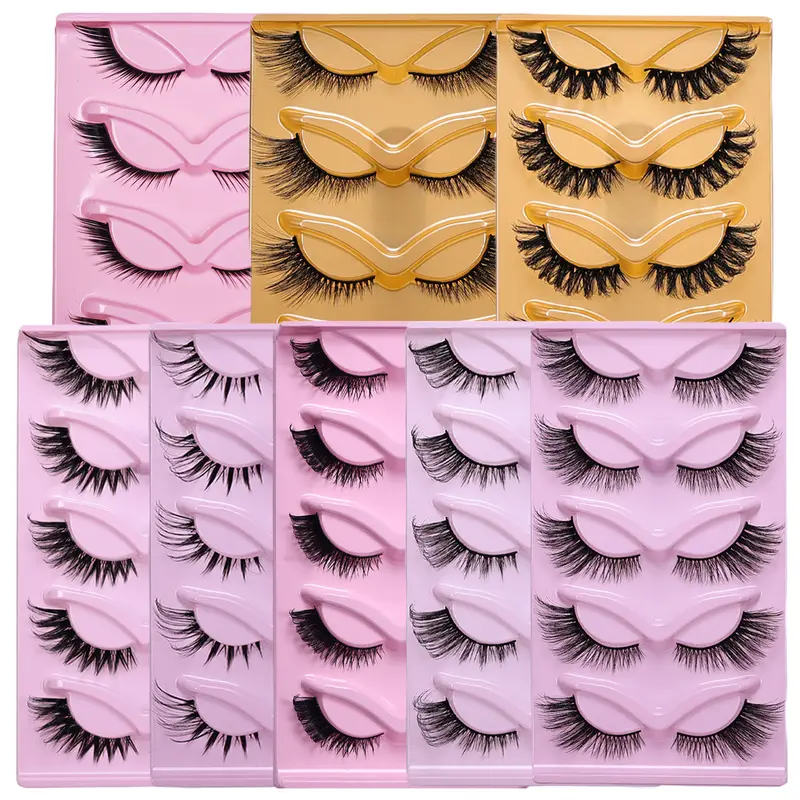 5 Pairs Cat Eye False Eyelashes Eye End Lengthening Long Curling Thick Fluffy All-match Comfortable Fake False Eyelashes — image 2