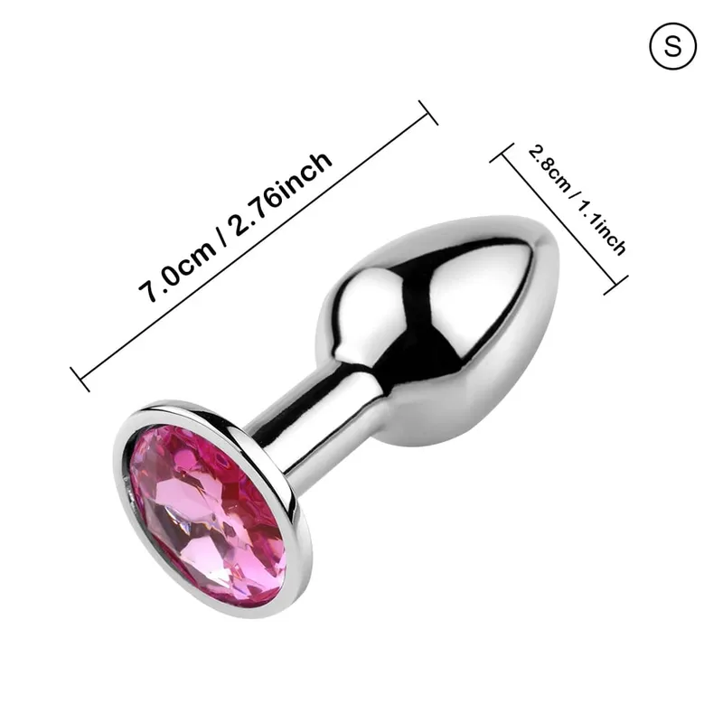 Luxury Metal Anal Plug Set Jewel Butt Trainer Kit Mga Pang-adultong Laruan para sa Mga Lalaki Babae Mga Mag-asawa Mga Beginners Mga Regalo sa Seks Malaki Katamtaman Maliit na Pink