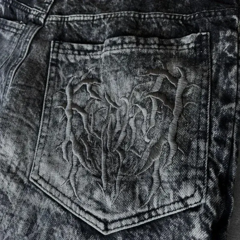 Y2K Baggy Jeans vintage Splicing embroidery Pattern high quality jeans Hip Hop Gothic Streetwear men women Casual wide leg jeans
