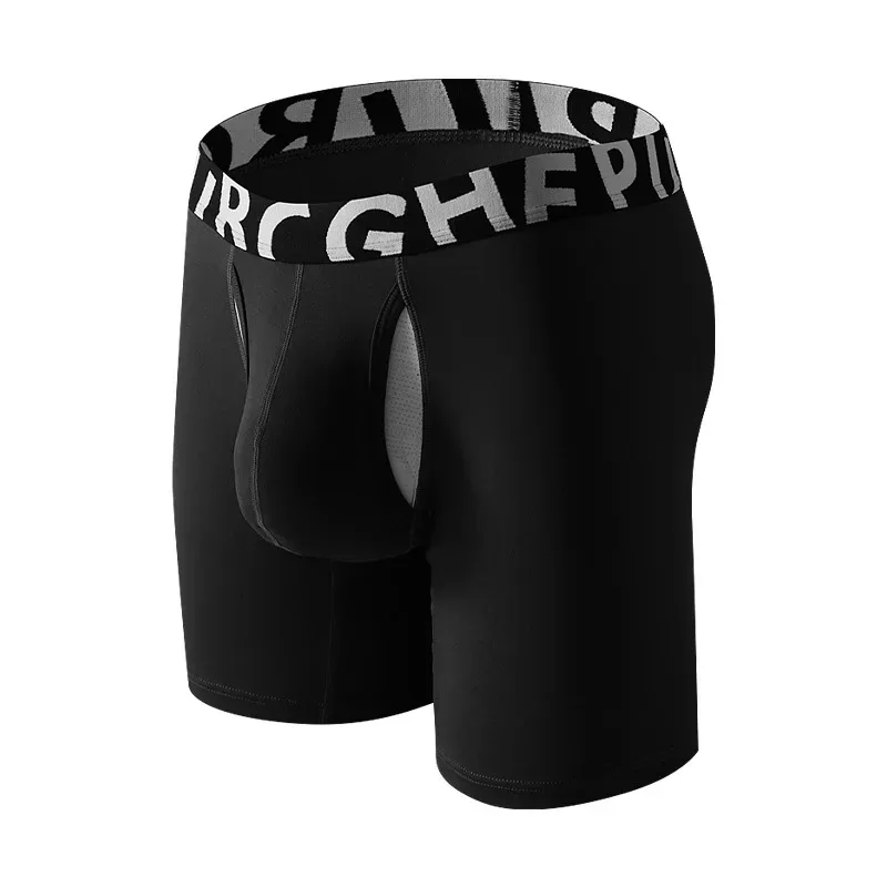 1pc Men's 3/4 Long Boxer Briefs - Inner Sports Underwear, Double-Layer Separate, U-Pouch, Long Length for Wear Inside