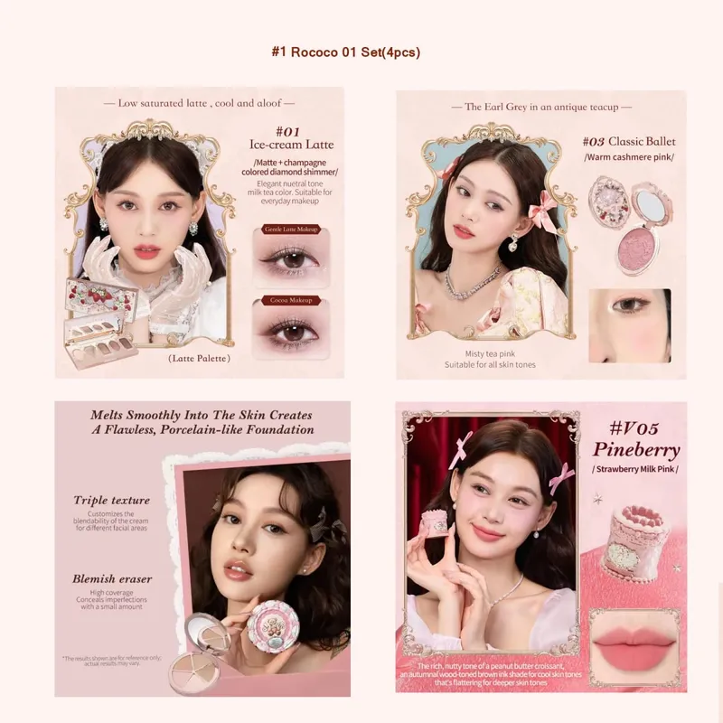 Flower Knows Full Makeup Set Strawberry Rococo Glitter Matte Lipgloss Blush Power Velvet Lipstick Kit Perfume Sets — image 6