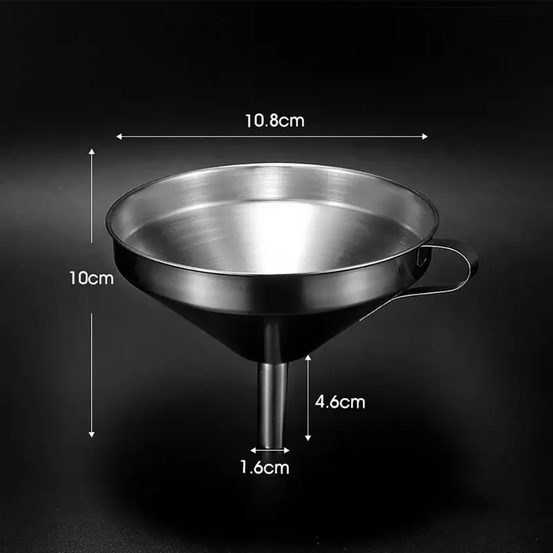 Wide Mouth Stainless Steel Funnel Spice Cooking Oil Filter Kitchen Tool Strainer with Handle Oil Spill Filter Funnel — image 12