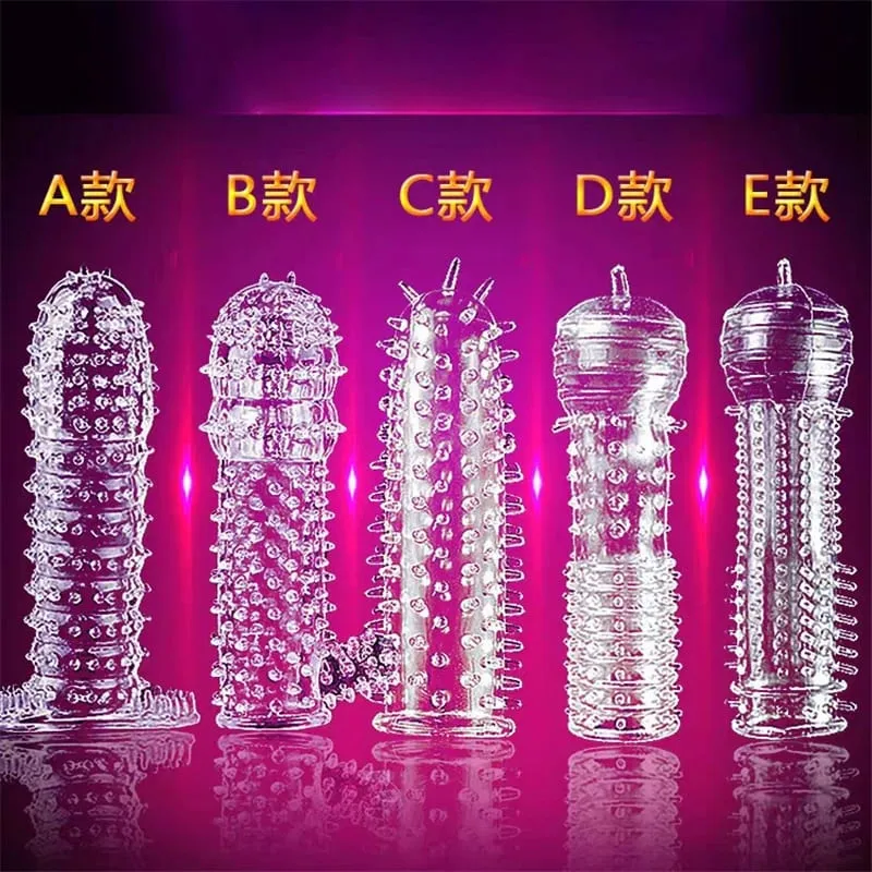 Adult Penis Sleeve Reusable Condoms Sex Toys for Men Delay Ejaculation G Spot Stimulation Safer Contraception Cock Ring Extender — image 2