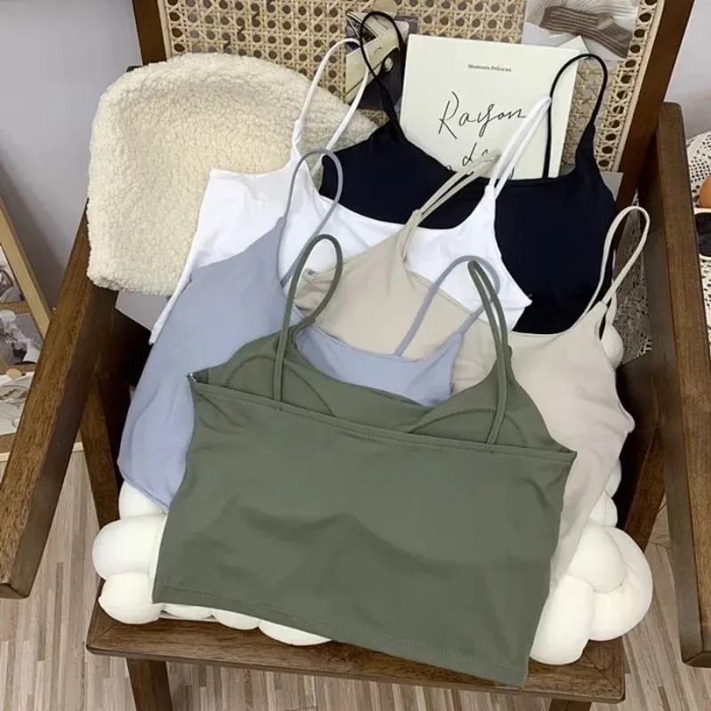 Summer Bra Top Gym Women Ice Silk Crop Seamless Tube Tops Camisole Underwear Korean Fashion Solid Padded Bralette Vest Naked — image 2