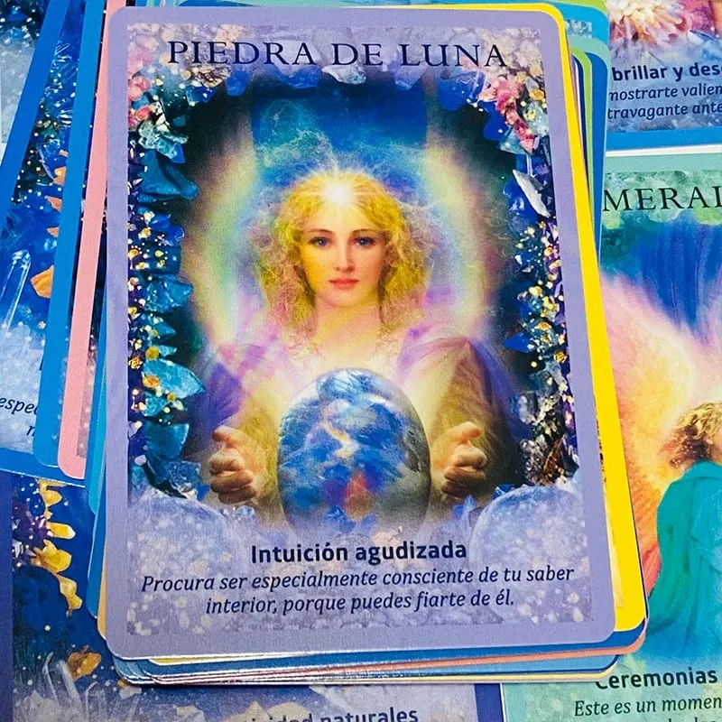 Crystals Angel Oracle Cards 44 Deck 10,4*7,4 cm Spanische Version Fate Divination Tarot Brettspiel Cristales Ángeles
