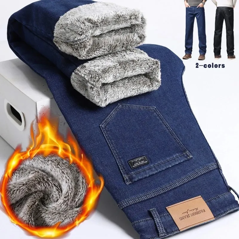 Jean épais doublé polaire pour homme, pa