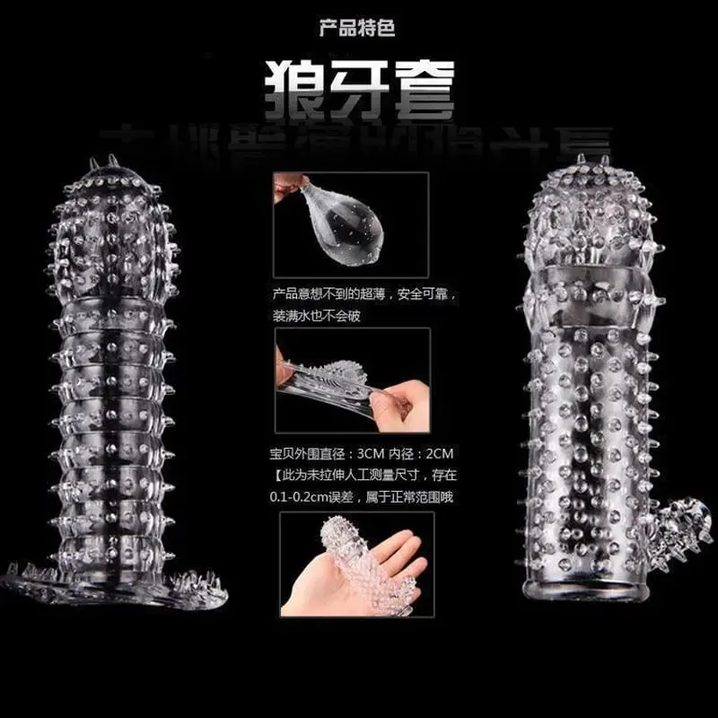 Adult Penis Sleeve Reusable Condoms Sex Toys for Men Delay Ejaculation G Spot Stimulation Safer Contraception Cock Ring Extender — image 6
