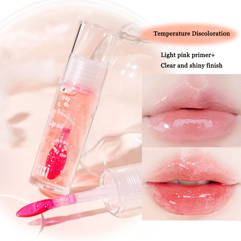 Clear Crystal Glitter Lip Gloss Temperature Discoloration Moisturizing Lip Gloss NonSticky Pearl Shiny Lip Glaze Korean Make Up — image 9