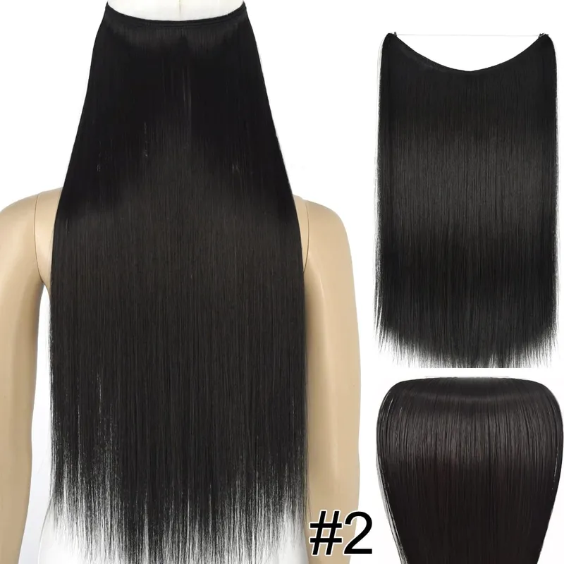 Synthetic Heat Resistant Hair Silky Straight Elasticity Invisible Wire Hair Extensions 8006