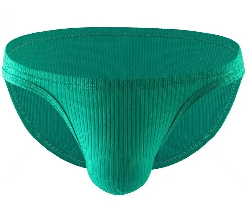 Men's Simple Bikini Youth Ribbed Cotton Breathable Comfy Sports Panties Gay Sexy Low-rise Bulge Pouch Brief Fashionabble Mankini