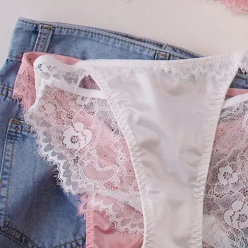 Sexy Lace Bralette & Panty Set with Push Up Steel Ring Large Size Thin Lingerie for Women