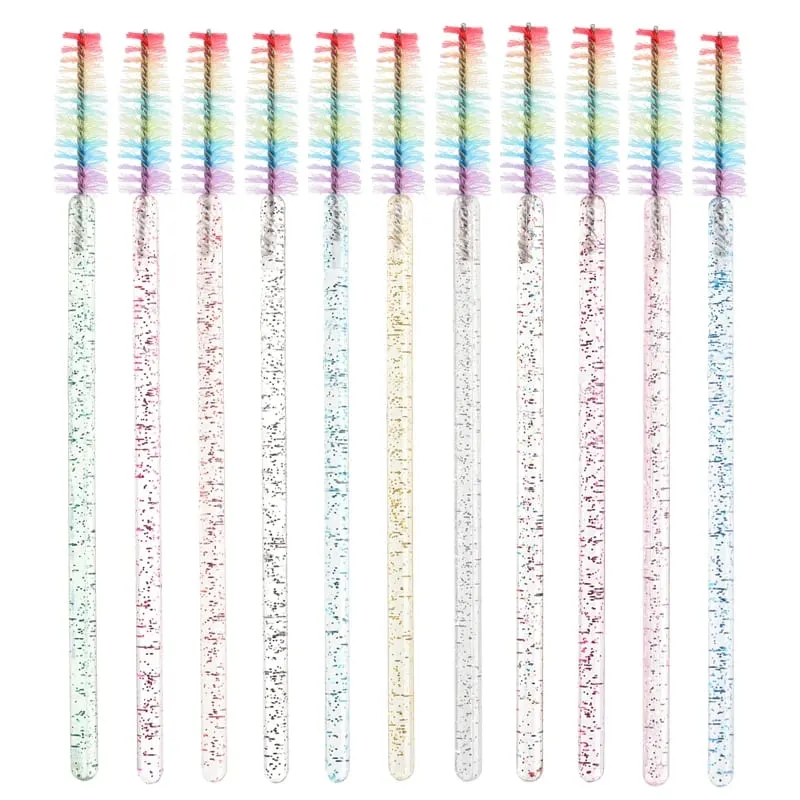 50pcs Disposable Crystal Eyelash Brush Lash Extension Makeup Brushes Mascara Wand Applicator Eyebrow Comb Rainbow Microbrush — image 6