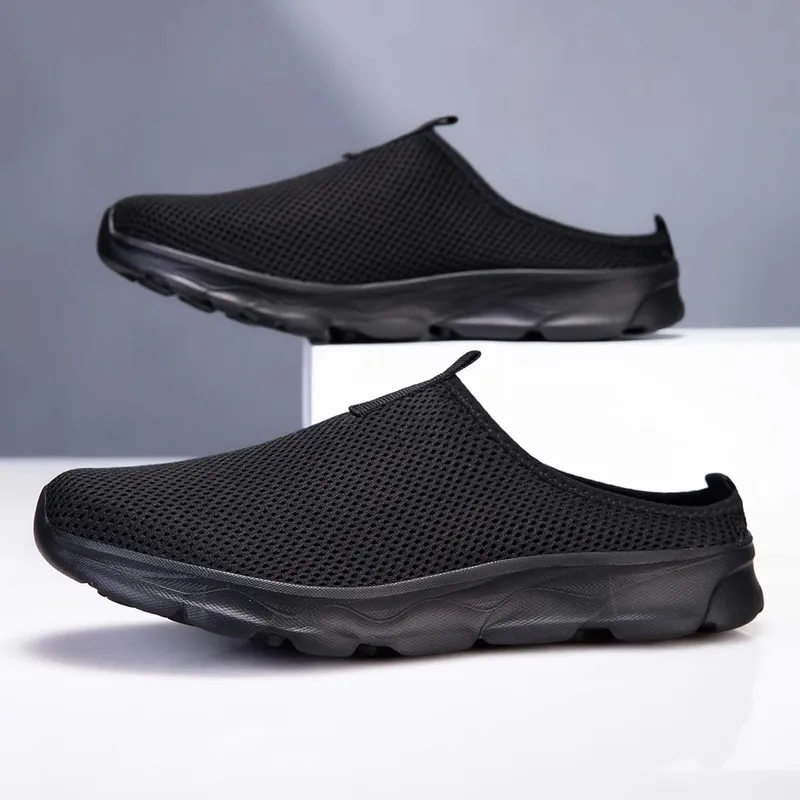 Demi-pantoufles pour hommes, chaussures de marche respirantes et décontractées en maille, légères et confortables, à la mode, pour l'extérieur