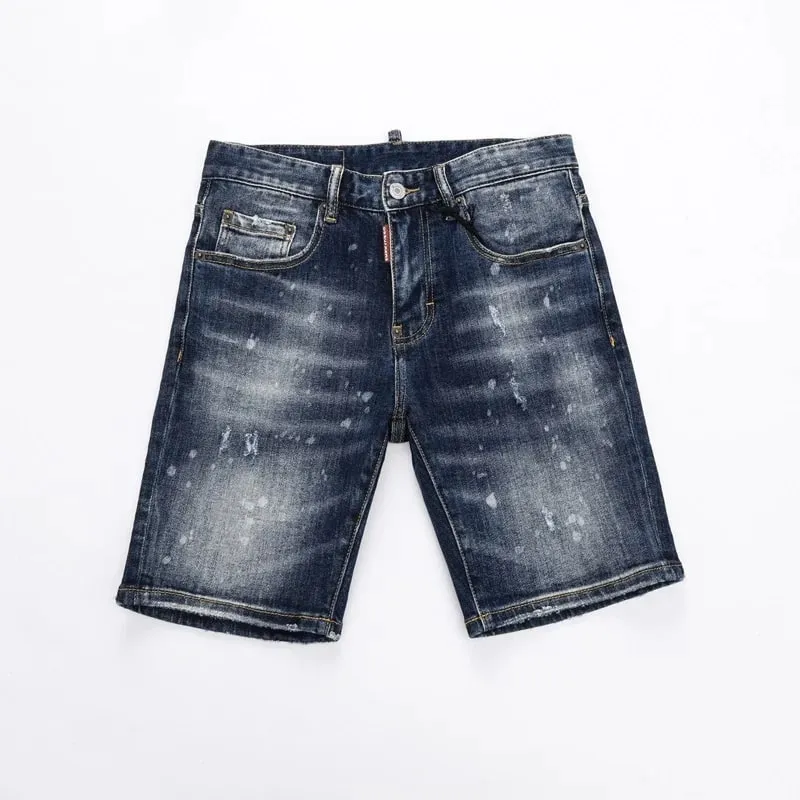 Summer Style dsq Italy Brand Jeans Mens Slim Short Jeans Men Denim Trousers Zipper Stripe Hole Blue Hole Shorts Jeans for Men