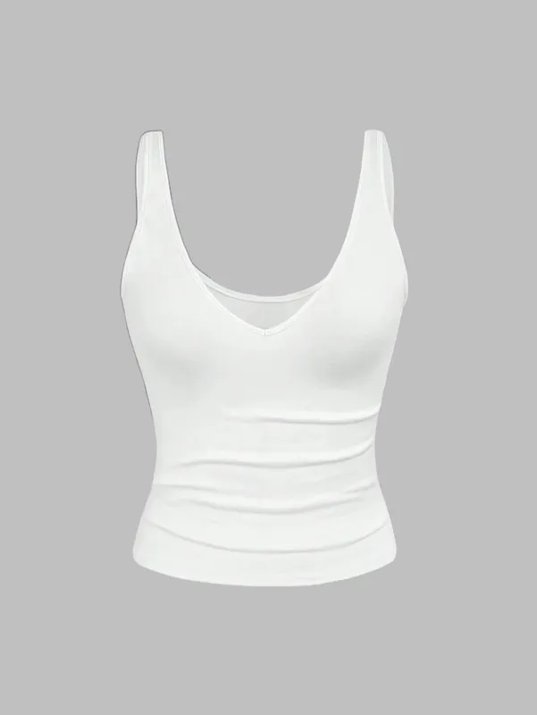 Spring/Summer/Autumn New Season Versatile Trendy Deep V-Neck Backless Tank Top Two-Piece Set