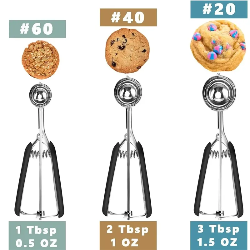 Stainless Steel Ice Cream Scoop For Baking Cookie Scoop Trigger Release Cookie Dough Scoop Anti-Slip Spring-Trip Kitchen Tool