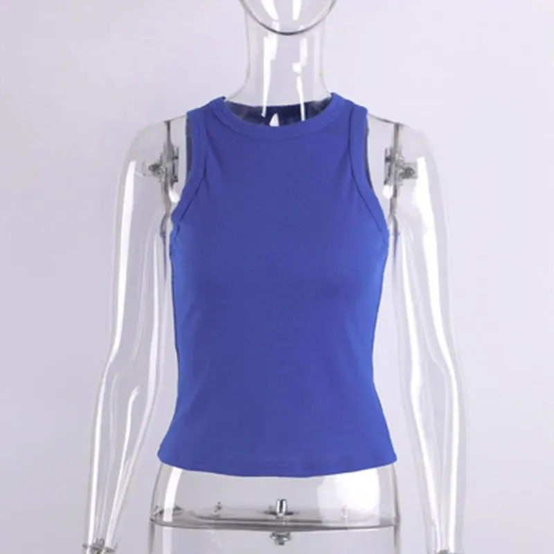 Ribbed Knitted Tops Neck Summer Basic Shirts White Black Casual Sport Vest Off Shoulder Green Women's Tank Top — image 15
