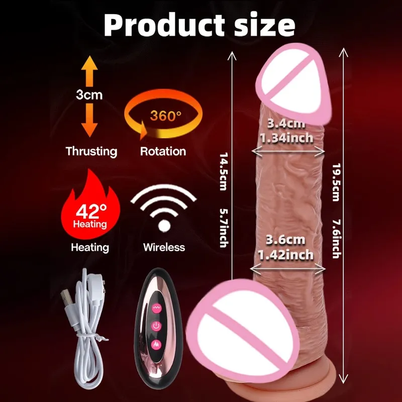 Huge Big Soft Vibrator Heating Realistic Dildo for Woman Men Wireless Telescopic Dick Masturbator Penis G Spot Vagina Anal