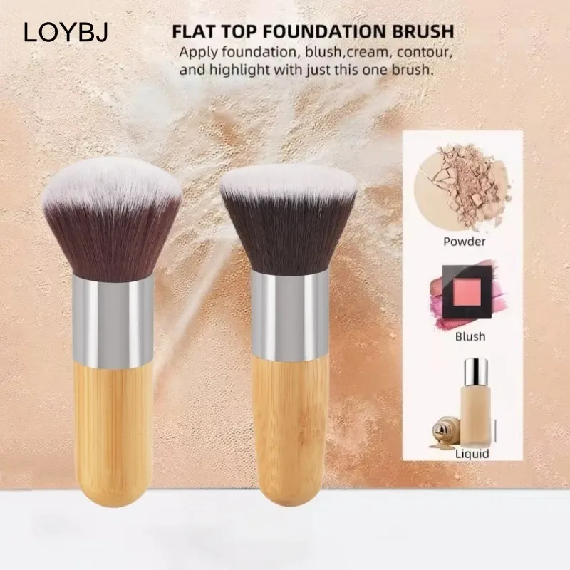 Bamboo Handle Foundation Brush Loose Powder Makeup Brushes Blush Contour Liquid Foundation Cream Professional Face Beauty Tools