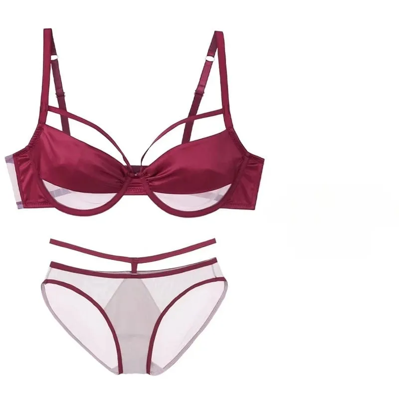 Ladies New Thin Cup Slimming Lingerie Set Soft underwire Push Up Bra Minimizing Effect Gathers Side Bulge Anti Sagging Soft
