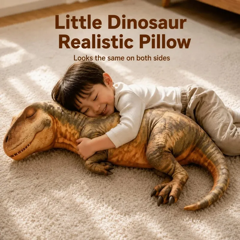 3D Design Dinosaur Plush Pillow Lifelike Dinosaur Cozy Soft Texture Realistic Sleeping Dinosaur Funny Shape Kawaii Style — image 8