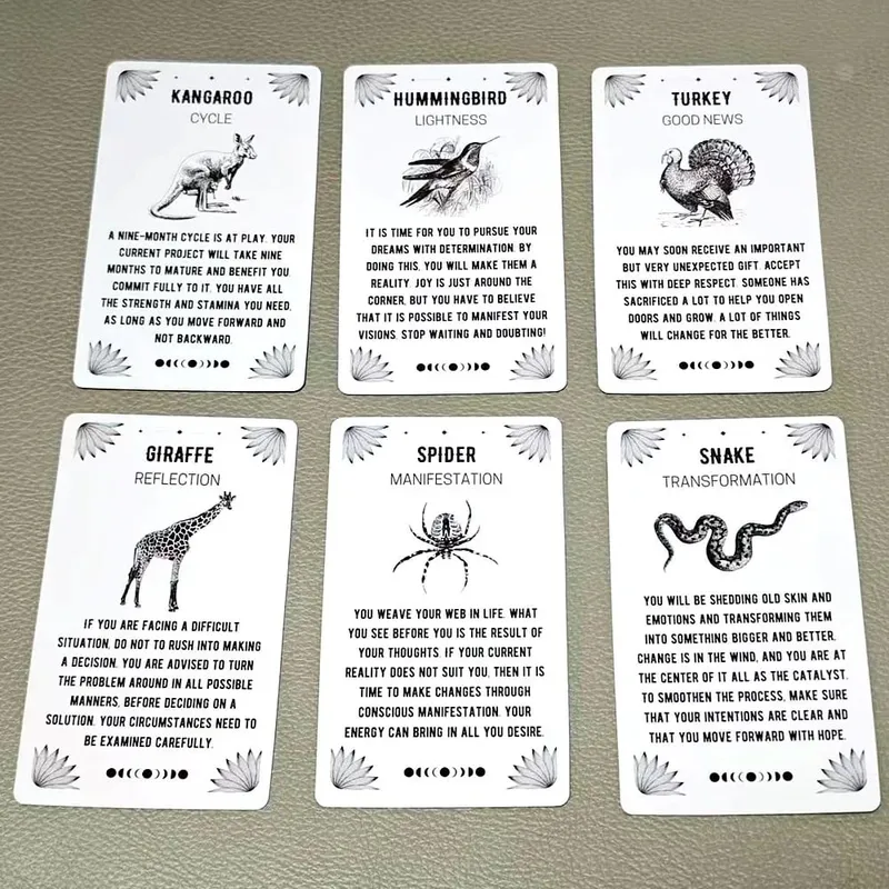 10.3*6cm Spirit Animal Oracle Cards - 54 Cards with Meanings On Them for Beginners Oracle Great Gift for Friend or Family