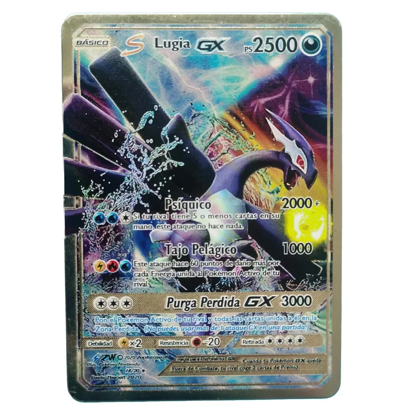 Van Gogh Museum Pokemon English Metal Card Anime Pikachu Charizard Mewtwo Shiny Letters Game Collection Card Kids Toy Gifts