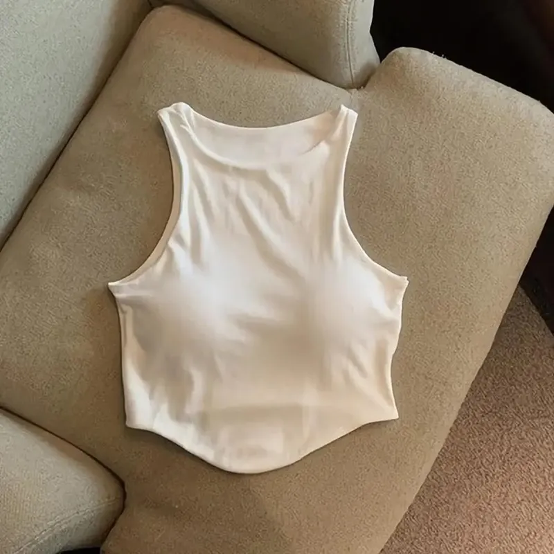 2025 U Push Up Sport BH Mode Dame Tank Top Ensfarvet Ærmeløs Vest Komfortabel Kort Top Åndbar Casual Crop Tops — image 11