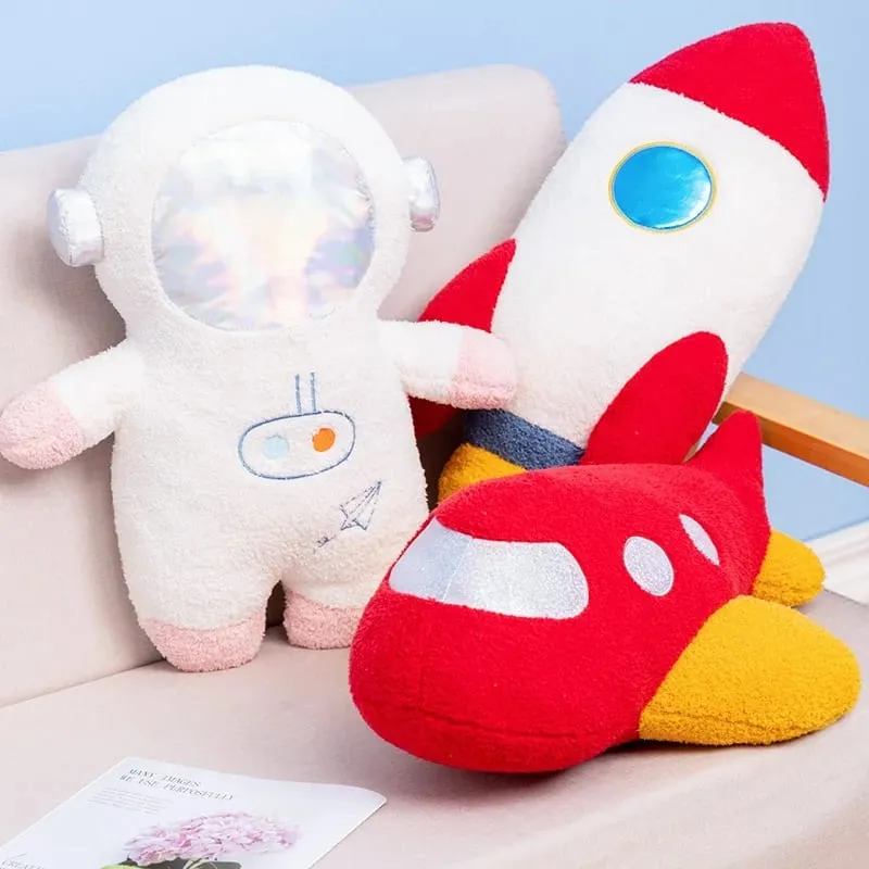 Hot Plush Rocket Astronaut Toy Stuffed Spaceship Throw Pillow Home Decor Birthday Gift Space Discovery Educational For Kids — image 3