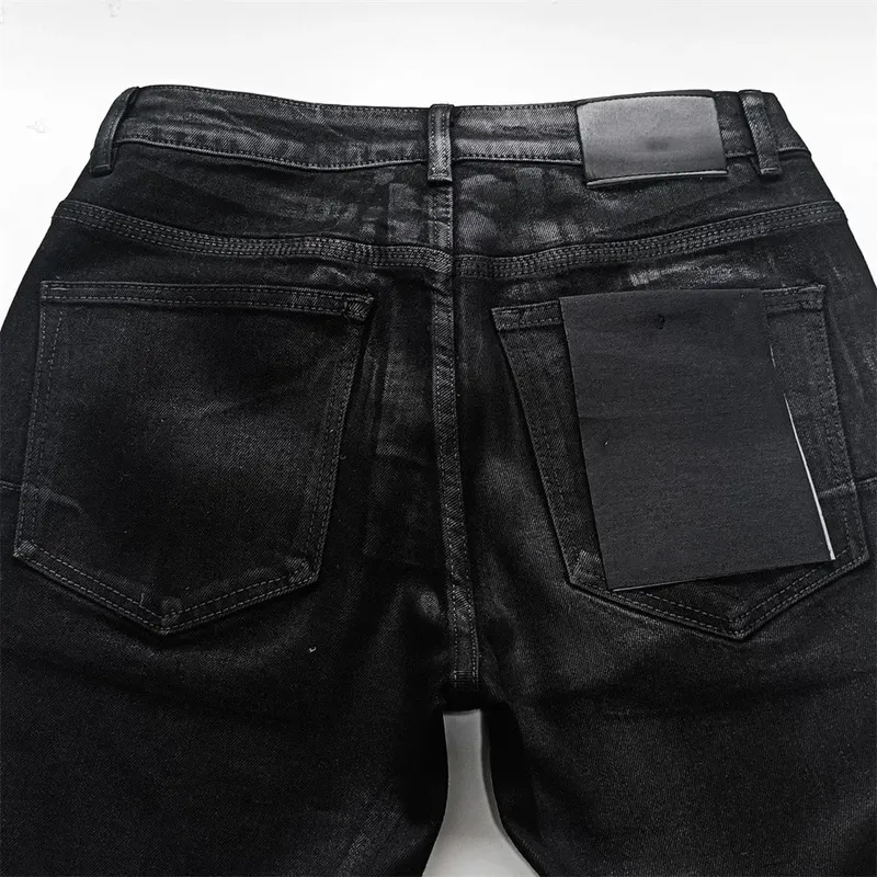 Jeans Men Fashion Classic style Retro Wash black paint Hole Repair Low Rise Stretch Skinny Pleated Ripped Frayed Jeans Trousers — image 7