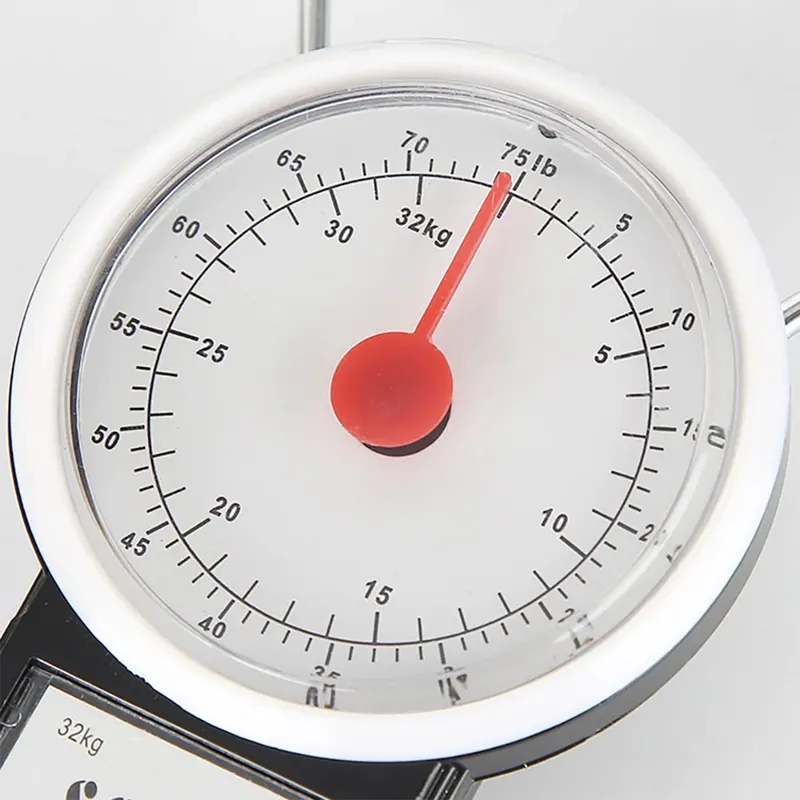 75 LB Portable Mechanical Dial Scale Hanging Kitchen Digital Scale Travel Luggage Weighing Multi-Purpose Scales with Tape Meas