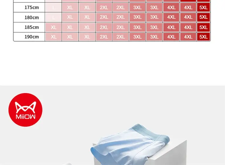 Miiow 4 pçs conjunto de calcinha masculina de algodão malha respirável cuecas masculinas grafeno roupa interior antibacteriana para homem cuecas boxer L-5XL