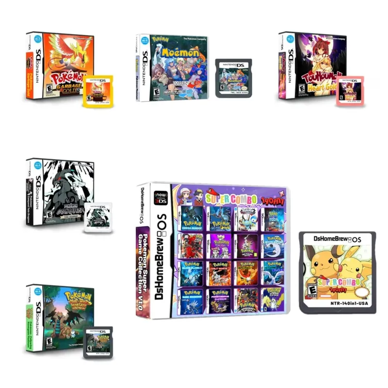 Anime Pokemon Series NDS Game Cartridge Video Game Console Moemon Silver Yellow KAIZO MoonBlack2 Hobby Collection Gifts Toys — image 1
