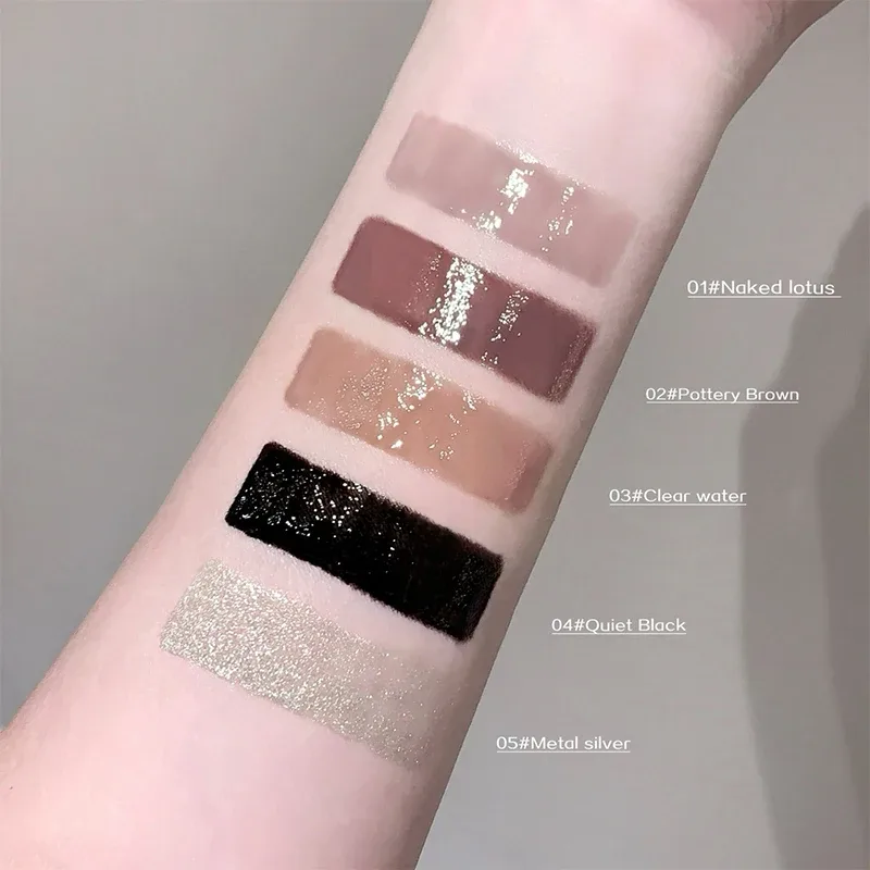 Mirror Watery Lip Gloss Lasting Moisturizing Lip Tint Cool Black Silver Gray Pearl Fine Sparkling Lipstick Makeup Cosmetics