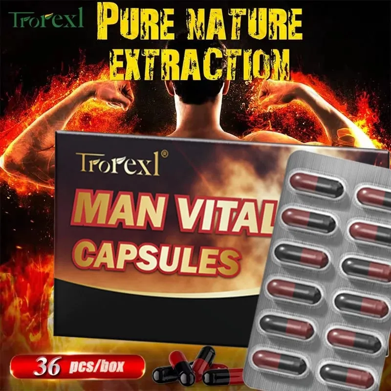 Epimedium Ginseng Capsules Booster for Men Enhance Energy & Endurance Muscle Growth Supplement Non-GMo