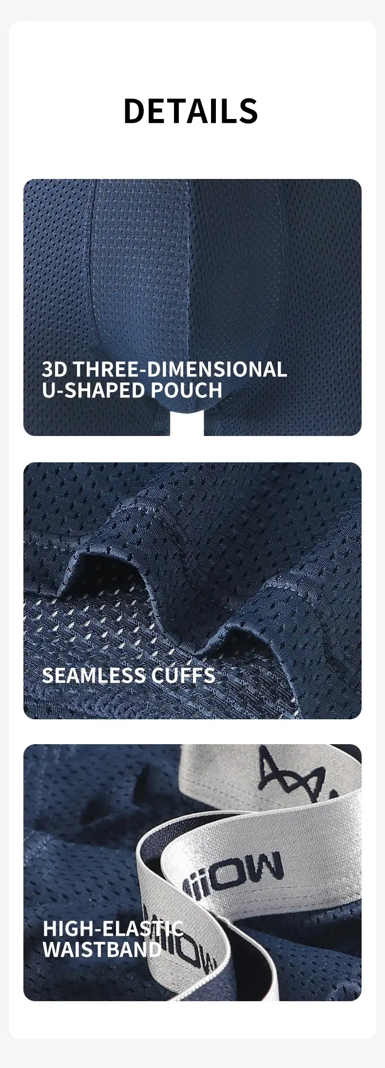 MiiOW 4Pcs Ice Silk Men's Boxershorts Breathable Mesh Mens Underpants Boxers 7A Antibacterial Crotch Man Underwear Mens Panties