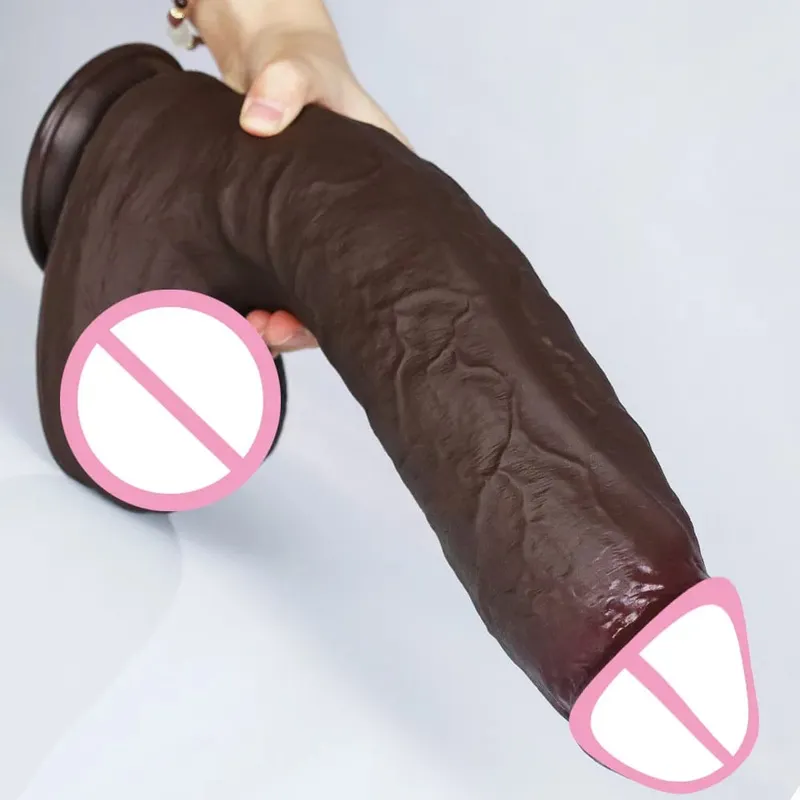 4 storlekar Realistisk Mjuk Stor Dildo Dubbel Silikon Sugkopp Penis Par Onani Enorm kuk Kvinna Man Anal Vuxen Sexleksak