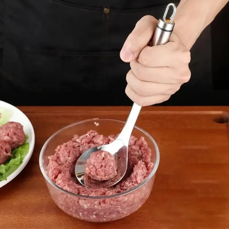 1 Pcs Maker Spoon Meat Baller With Elliptical Leakage Hole Stainless Steel Meat Ball Mold Kitchen Gadget Meat Tools — image 2