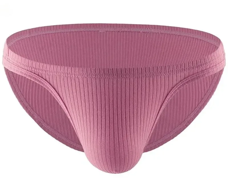 Men's Simple Bikini Youth Ribbed Cotton Breathable Comfy Sports Panties Gay Sexy Low-rise Bulge Pouch Brief Fashionabble Mankini