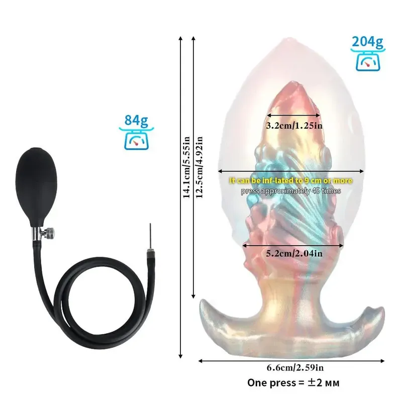 Monster Dildo Inflatable Tentacle Fantasy Anal Plug With Adjustable Thickness Curve Base Thick Inflatable Sex Toys For Women Men
