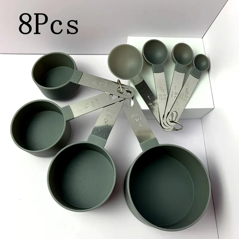 4/8PCS/Set Plastic Multi Purpose Measuring Cup Measuring Spoon Stainless Steel Handle With Graduated Measuring Baking Tools