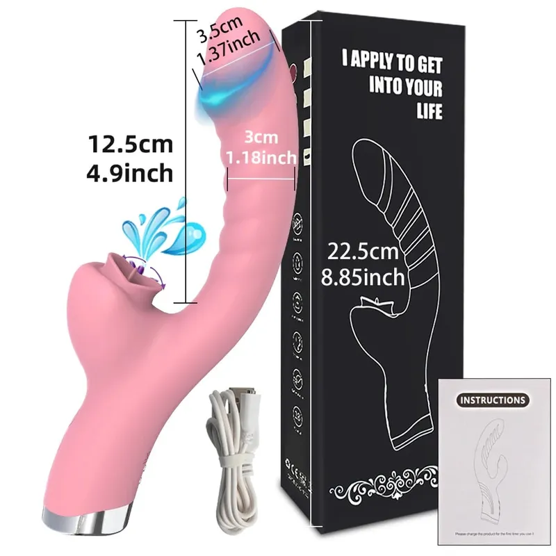 20 režimů Aplikace Porn Tongue Dildo Vibrátor Bod G Bod G Vagina Masážní hůlka Stimulátor olizování klitorisu Dospělé Ženy Ženy Sexy sexuální hračky