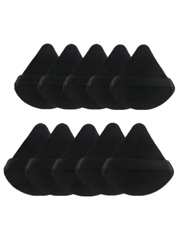 10 Pcs Triangle Velvet Powder Puff Pizza Flours Mini Face Makeup Sponge Cosmetics Washable Lightweight Makeup Tool