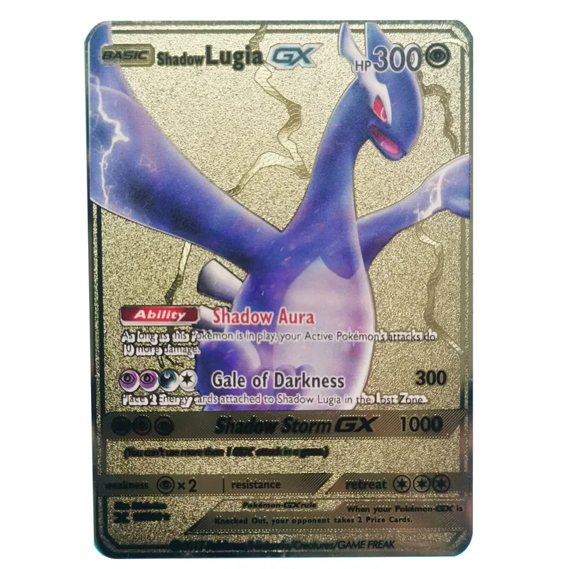 Van Gogh Museum Pokemon English Metal Card Anime Pikachu Charizard Mewtwo Shiny Letters Game Collection Card Kids Toy Gifts