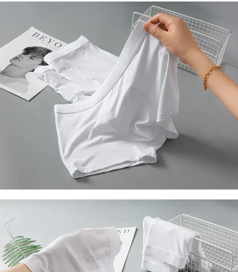 3 Pieces Lot Bamboo Fiber White Underwear Men Breathable Solid Boxer Shorts Soft Sexy Panties Sets Male Interior Clothing XXXL — image 4