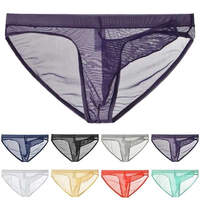 Sous-vêtements en maille transparente avec nez d'éléphant pour hommes, slip fin, léger, à séchage rapide, taille basse, respirant