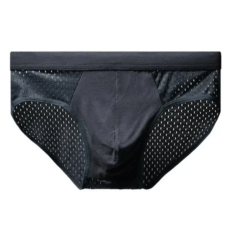 Herren-Unterwäsche aus Eisseide, atmungsaktiv, Bambus-Kohlenstofffaser, antibakteriell, bequem, hohl, Unterwäsche, Hose, kalt